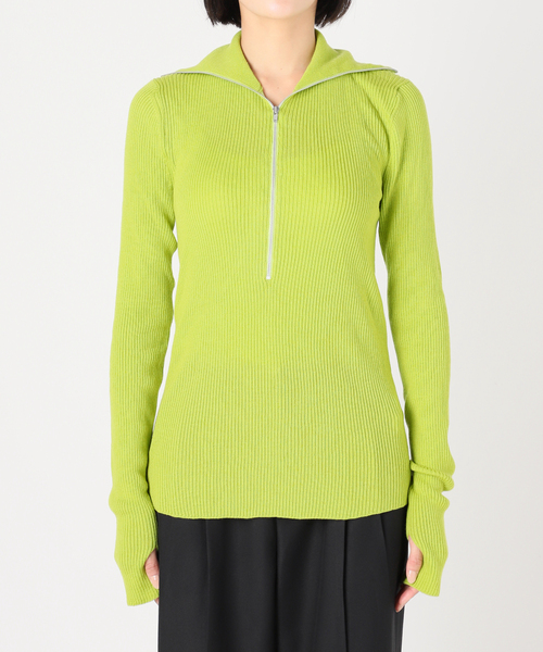 CITYSHOP(シティーショップ)の「ROUTINE ZIP UP SWEATER:ニット(ニット/セーター・レディース・ブラック/ホワイト/グリーン・FREE)」の5枚目の写真