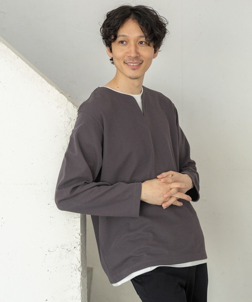 セール】キーネックレイヤード/長袖/704826（Tシャツ/カットソー