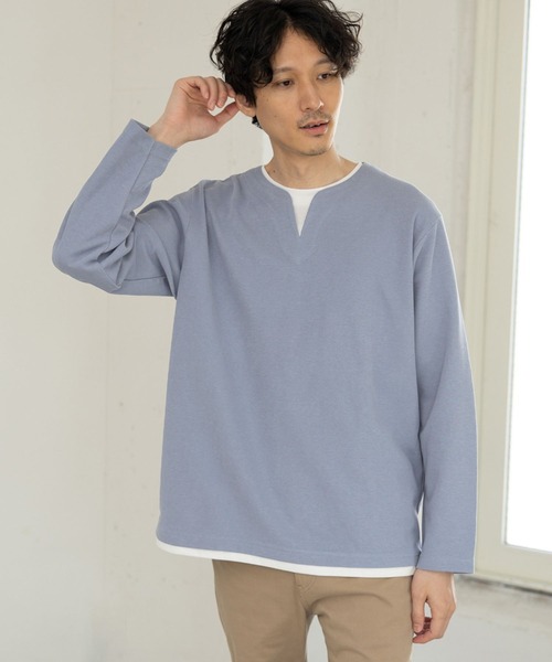 セール】キーネックレイヤード/長袖/704826（Tシャツ/カットソー
