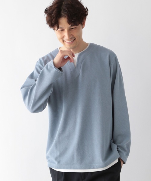 GLOBAL WORK(グローバルワーク)の「キーネックレイヤード/長袖/704826(Tシャツ/カットソー・メンズ・ネイビー/ライトグレー/スカイブルー/グリーン/チャコールグレー・SMALL/MEDIUM/LARGE/X-LARGE)」の22枚目の写真