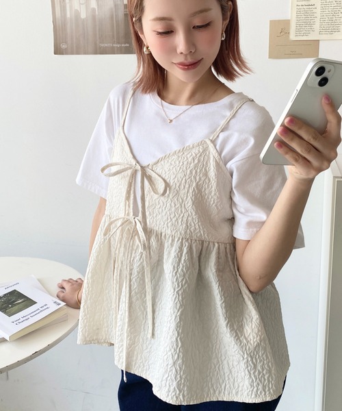 セール】前後2WAYエンボスふくれフラワージャガードダブルリボン