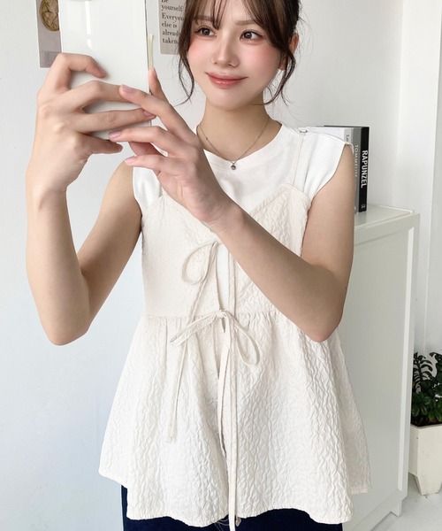 セール】前後2WAYエンボスふくれフラワージャガードダブルリボン
