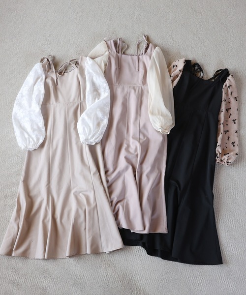 one after another NICE CLAUP(ワンアフターアナザーナイスクラップ)の「袖異素材ドッキングワンピース/dresscollection(ドレス・レディース・ピンク/アイボリー/ブラック・FREE)」の8枚目の写真