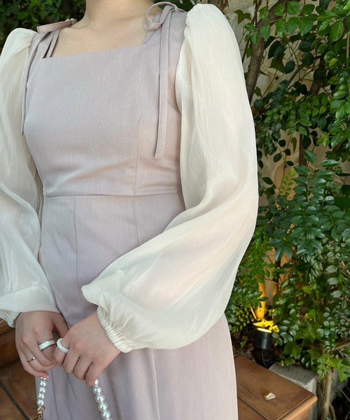 one after another NICE CLAUP(ワンアフターアナザーナイスクラップ)の「袖異素材ドッキングワンピース/dresscollection(ドレス・レディース・ピンク/アイボリー/ブラック・FREE)」の18枚目の写真