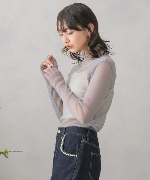 RETRO GIRL(レトロガール)の「ラメシアーインナー(Tシャツ/カットソー・レディース・ホワイト/ブラック/ダークグレー・FREE)」の9枚目の写真