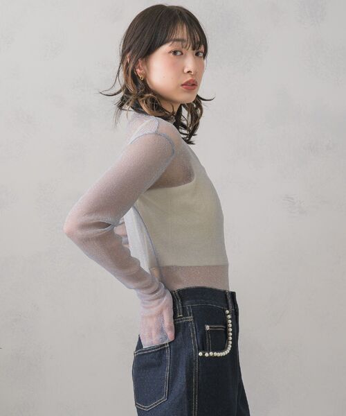 RETRO GIRL(レトロガール)の「ラメシアーインナー(Tシャツ/カットソー・レディース・ホワイト/ブラック/ダークグレー・FREE)」の10枚目の写真