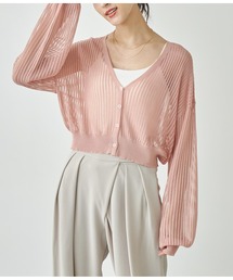 クロップドシアーニットカーデ　長袖