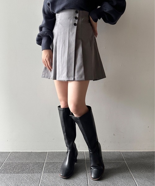 NOMAE(ノーマエ)の「サイドプリーツミニスカパン(スカート・レディース・ブラック/ベージュ/グレー/ブラウン系その他/ダークグレー/チャコールグレー/ライトブラック/ライトブラウン・FREE)」の11枚目の写真