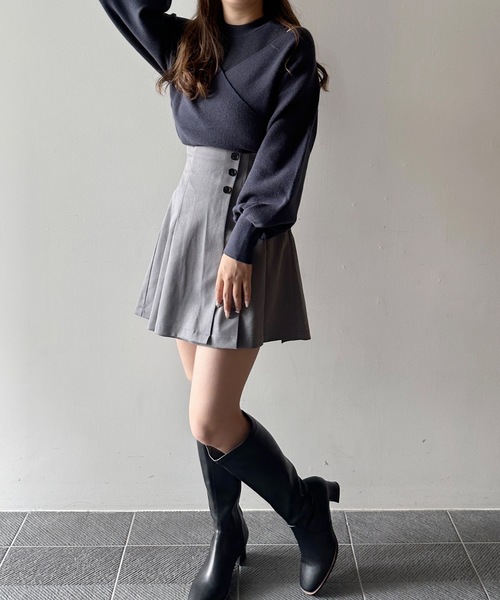 NOMAE(ノーマエ)の「サイドプリーツミニスカパン(スカート・レディース・ブラック/ベージュ/グレー/ブラウン系その他/ダークグレー/チャコールグレー/ライトブラック/ライトブラウン・FREE)」の14枚目の写真