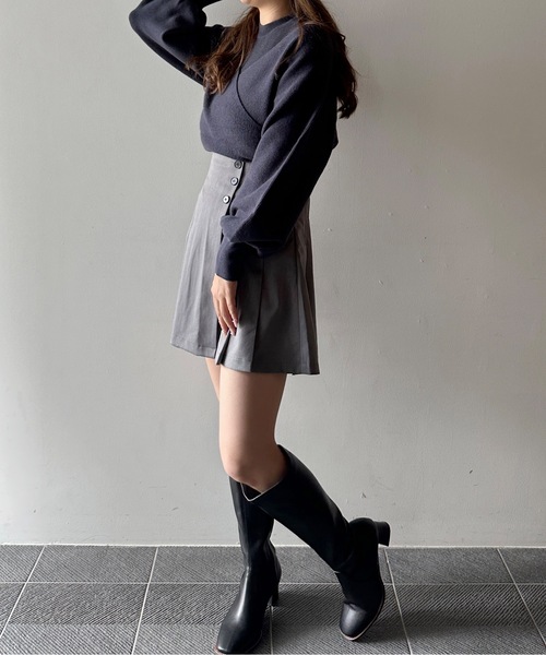 NOMAE(ノーマエ)の「サイドプリーツミニスカパン(スカート・レディース・ブラック/ベージュ/グレー/ブラウン系その他/ダークグレー/チャコールグレー/ライトブラック/ライトブラウン・FREE)」の15枚目の写真