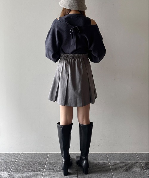 NOMAE(ノーマエ)の「サイドプリーツミニスカパン(スカート・レディース・ブラック/ベージュ/グレー/ブラウン系その他/ダークグレー/チャコールグレー/ライトブラック/ライトブラウン・FREE)」の17枚目の写真