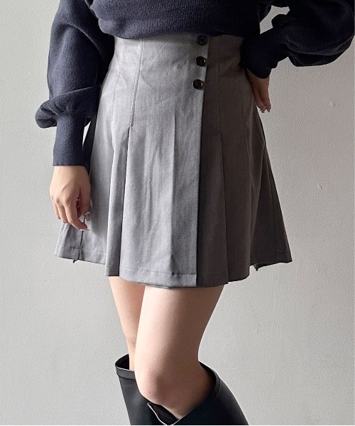 NOMAE(ノーマエ)の「サイドプリーツミニスカパン(スカート・レディース・ブラック/ベージュ/グレー/ブラウン系その他/ダークグレー/チャコールグレー/ライトブラック/ライトブラウン・FREE)」の9枚目の写真