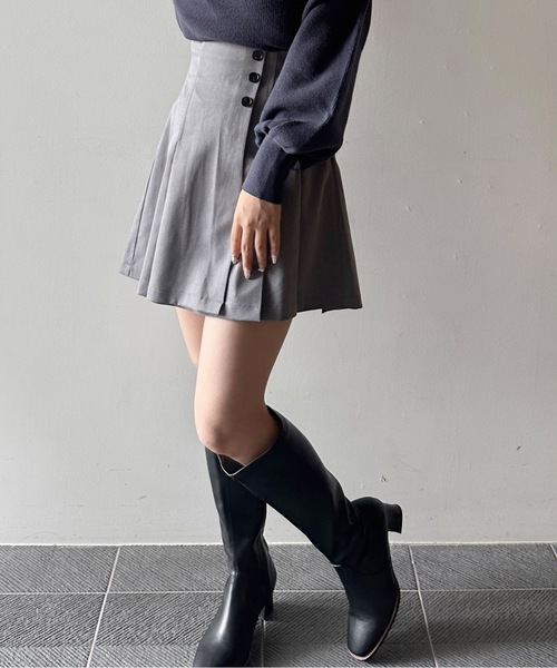 NOMAE(ノーマエ)の「サイドプリーツミニスカパン(スカート・レディース・ブラック/ベージュ/グレー/ブラウン系その他/ダークグレー/チャコールグレー/ライトブラック/ライトブラウン・FREE)」の10枚目の写真