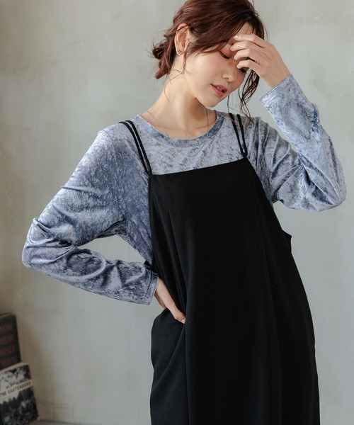 GLOBAL WORK(グローバルワーク)の「ベロアボートネックプルオーバー/979293(Tシャツ/カットソー・レディース・ブラック/ブルー系その他6・FREE)」の8枚目の写真