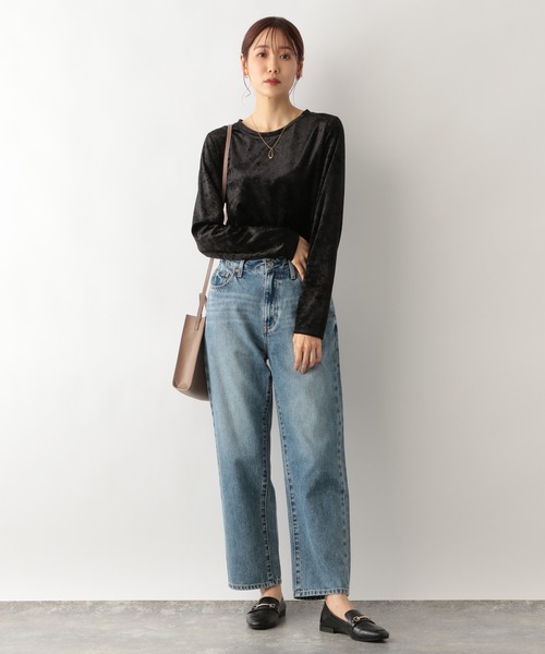 GLOBAL WORK(グローバルワーク)の「ベロアボートネックプルオーバー/979293(Tシャツ/カットソー・レディース・ブラック/ブルー系その他6・FREE)」の9枚目の写真