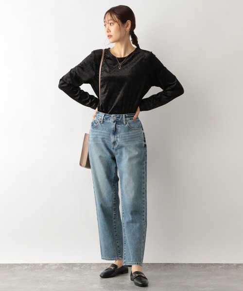 GLOBAL WORK(グローバルワーク)の「ベロアボートネックプルオーバー/979293(Tシャツ/カットソー・レディース・ブラック/ブルー系その他6・FREE)」の12枚目の写真