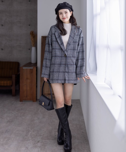 clear（クリア）の「ミディアム丈オーバーサイズシングルコート[低身長用サイズ有]（ステンカラーコート・レディース・ブラウン系その他/ブラック系その他・F/XS）」の4枚目の写真