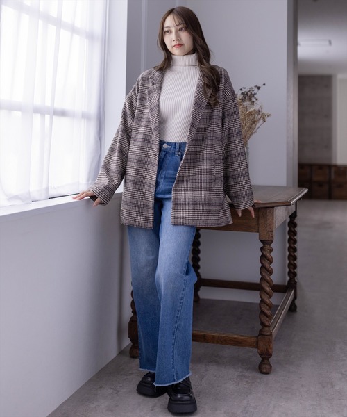 clear（クリア）の「ミディアム丈オーバーサイズシングルコート[低身長用サイズ有]（ステンカラーコート・レディース・ブラウン系その他/ブラック系その他・F/XS）」の5枚目の写真