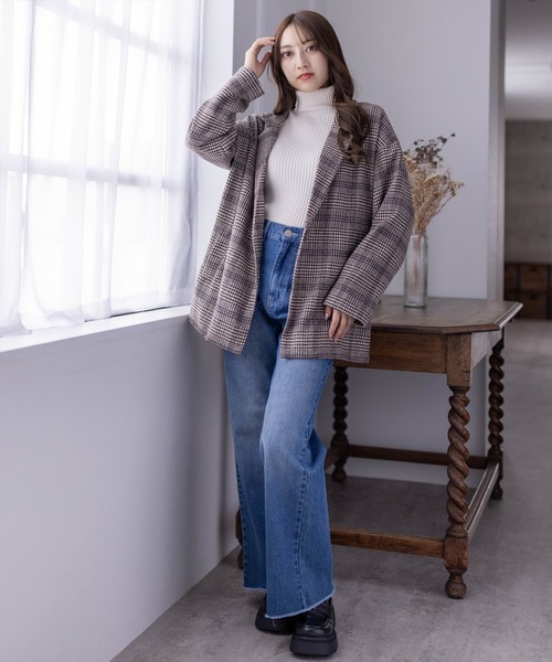 clear（クリア）の「ミディアム丈オーバーサイズシングルコート[低身長用サイズ有]（ステンカラーコート・レディース・ブラウン系その他/ブラック系その他・F/XS）」の6枚目の写真