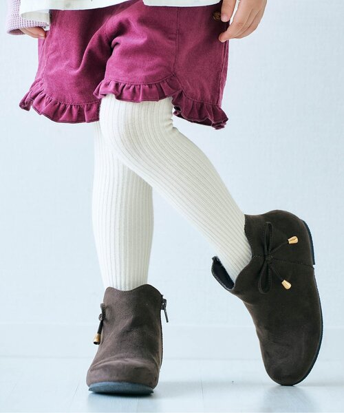 apres les cours(アプレレクール)の「リブタイツ(タイツ/ストッキング・キッズ・エンジ/チャコール/グリーン/オフホワイト/ピンク・100/80/140/120/90/110)」の2枚目の写真