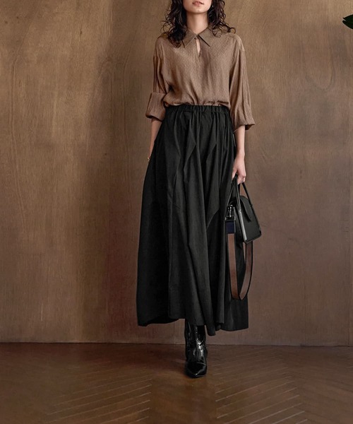 STYLE DELI（スタイルデリ）の「ドビーシャツ襟ブラウス（シャツ/ブラウス・レディース・レッド系その他/イエロー系その他/ブラウン系その他・M）」の5枚目の写真