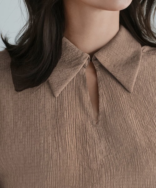 STYLE DELI（スタイルデリ）の「ドビーシャツ襟ブラウス（シャツ/ブラウス・レディース・レッド系その他/イエロー系その他/ブラウン系その他・M）」の10枚目の写真