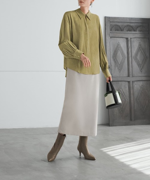 STYLE DELI（スタイルデリ）の「ドビーシャツ襟ブラウス（シャツ/ブラウス・レディース・レッド系その他/イエロー系その他/ブラウン系その他・M）」の21枚目の写真