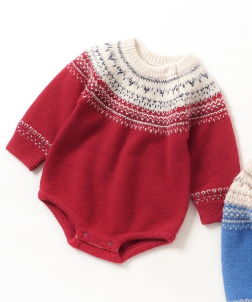 セール】【リンク可能・洗える】ノルディックニットボディースーツ
