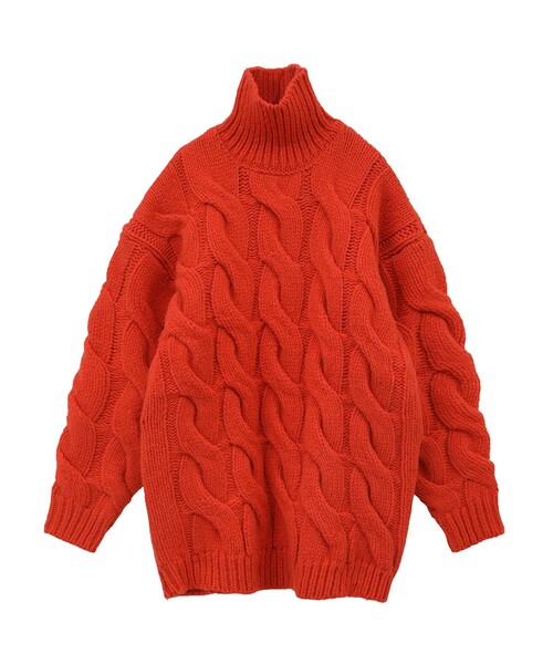 CLANE(クラネ)の「【CLANE/クラネ】BIG CABLE OVER HAND KNIT TOPS/ビッグケーブルオーバーハンドニットトップス(ニット/セーター・レディース・ベージュ/グレー/レッド・1)」の3枚目の写真