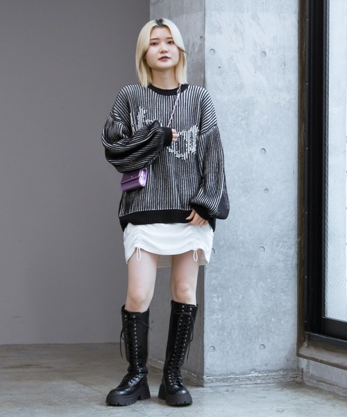 PAGEBOY(ページボーイ)の「ストライプロゴニットプルオーバー(ニット/セーター・レディース・ブルー/オフホワイト/ブラック・FREE)」の20枚目の写真