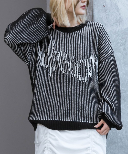 PAGEBOY(ページボーイ)の「ストライプロゴニットプルオーバー(ニット/セーター・レディース・ブルー/オフホワイト/ブラック・FREE)」の16枚目の写真