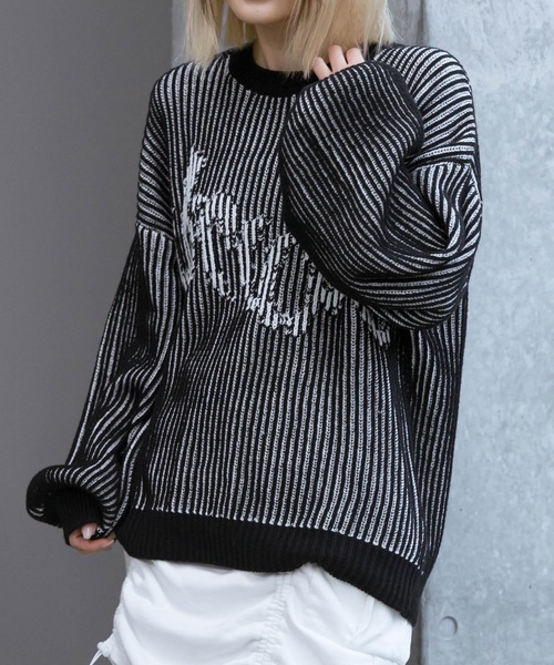 PAGEBOY（ページボーイ）の「ストライプロゴニットプルオーバー