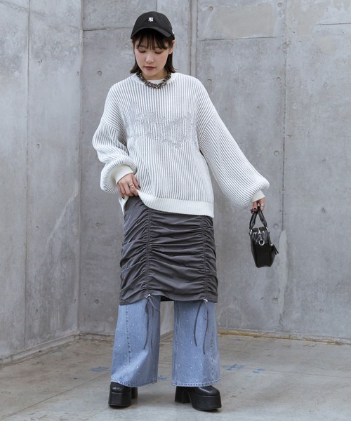 PAGEBOY(ページボーイ)の「ストライプロゴニットプルオーバー(ニット/セーター・レディース・ブルー/オフホワイト/ブラック・FREE)」の7枚目の写真