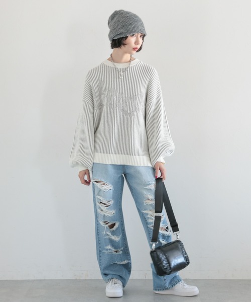 PAGEBOY（ページボーイ）の「ストライプロゴニットプルオーバー