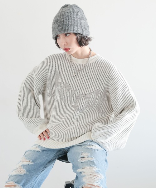 PAGEBOY(ページボーイ)の「ストライプロゴニットプルオーバー(ニット/セーター・レディース・ブルー/オフホワイト/ブラック・FREE)」の12枚目の写真