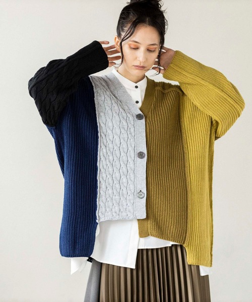 「OSMOSIS」 ニットカーディガン ONE SIZE ベージュ レディース OSMOSIS 「OSMOSIS」 ニットカーディガン ONE SIZE ライト