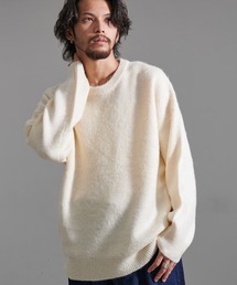 『CavariA/キャバリア』無地モヘアタッチクルー長袖ニット