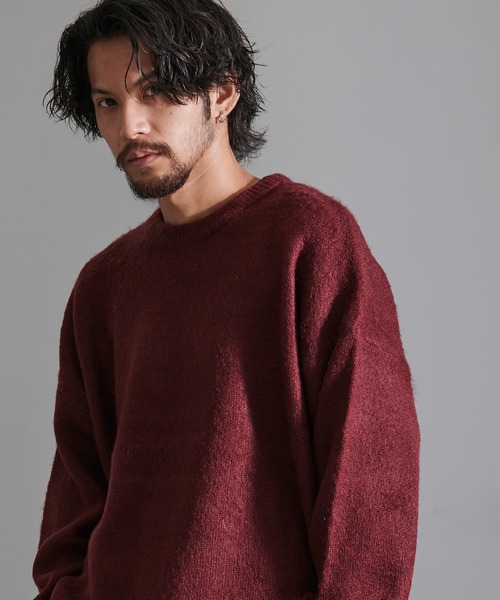 CavariA（キャバリア）の「『CavariA/キャバリア』無地モヘアタッチクルー長袖ニット（ニット/セーター・メンズ・ベージュ/ブラック/ホワイト/ワイン/マスタード/チャコール・L/M）」の6枚目の写真