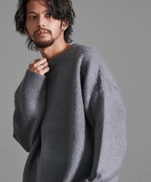 『CavariA/キャバリア』無地モヘアタッチクルー長袖ニット