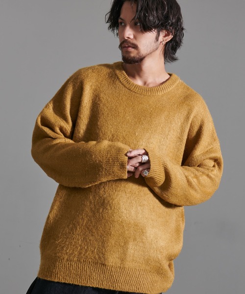 CavariA（キャバリア）の「『CavariA/キャバリア』無地モヘアタッチクルー長袖ニット（ニット/セーター・メンズ・ベージュ/ブラック/ホワイト/ワイン/マスタード/チャコール・L/M）」の5枚目の写真