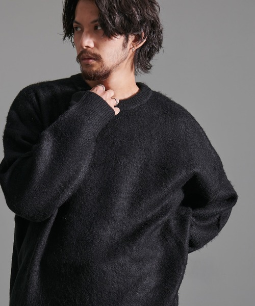 CavariA（キャバリア）の「『CavariA/キャバリア』無地モヘアタッチクルー長袖ニット（ニット/セーター・メンズ・ベージュ/ブラック/ホワイト/ワイン/マスタード/チャコール・L/M）」の2枚目の写真