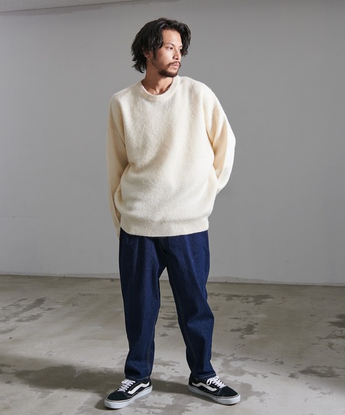 CavariA（キャバリア）の「『CavariA/キャバリア』無地モヘアタッチクルー長袖ニット（ニット/セーター・メンズ・ベージュ/ブラック/ホワイト/ワイン/マスタード/チャコール・L/M）」の9枚目の写真