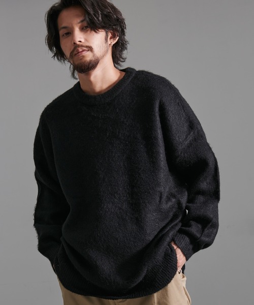 CavariA（キャバリア）の「『CavariA/キャバリア』無地モヘアタッチクルー長袖ニット（ニット/セーター・メンズ・ベージュ/ブラック/ホワイト/ワイン/マスタード/チャコール・L/M）」の11枚目の写真