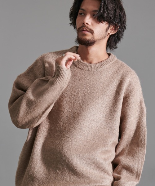 CavariA（キャバリア）の「『CavariA/キャバリア』無地モヘアタッチクルー長袖ニット（ニット/セーター・メンズ・ベージュ/ブラック/ホワイト/ワイン/マスタード/チャコール・L/M）」の19枚目の写真