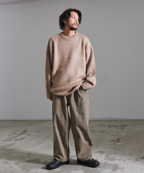 CavariA（キャバリア）の「『CavariA/キャバリア』無地モヘアタッチクルー長袖ニット（ニット/セーター・メンズ・ベージュ/ブラック/ホワイト/ワイン/マスタード/チャコール・L/M）」の21枚目の写真