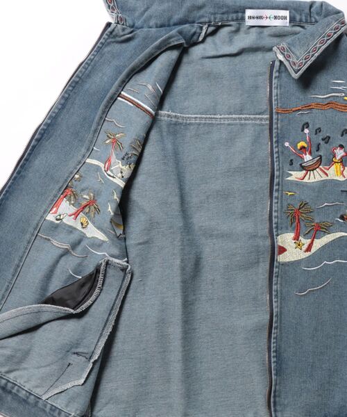 HOOK(フック)の「ハワイ刺繍ウォッシュデニムジャケット(デニムジャケット・メンズ・ブルー・L/M/XL)」の12枚目の写真