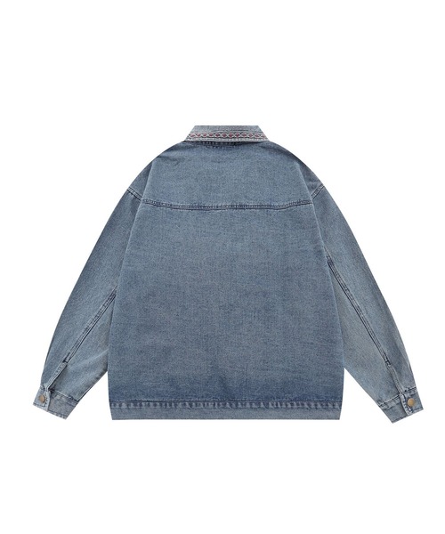 HOOK(フック)の「ハワイ刺繍ウォッシュデニムジャケット(デニムジャケット・メンズ・ブルー・L/M/XL)」の3枚目の写真