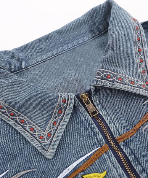 HOOK(フック)の「ハワイ刺繍ウォッシュデニムジャケット(デニムジャケット・メンズ・ブルー・L/M/XL)」の10枚目の写真