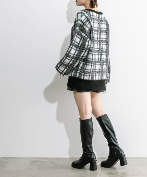 OLIVE des OLIVE(オリーブデオリーブ)の「チェックジャガードチュニック 1032090360(ニット/セーター・レディース・オフホワイト/サックスブルー/トップグレー・FREE)」の5枚目の写真