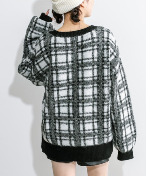 OLIVE des OLIVE(オリーブデオリーブ)の「チェックジャガードチュニック 1032090360(ニット/セーター・レディース・オフホワイト/サックスブルー/トップグレー・FREE)」の9枚目の写真